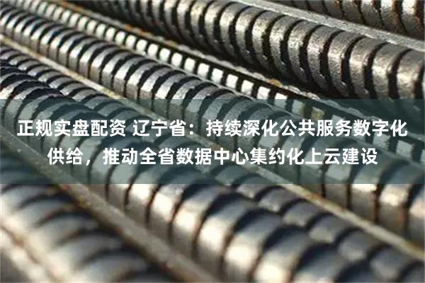 正规实盘配资 辽宁省：持续深化公共服务数字化供给，推动全省数据中心集约化上云建设